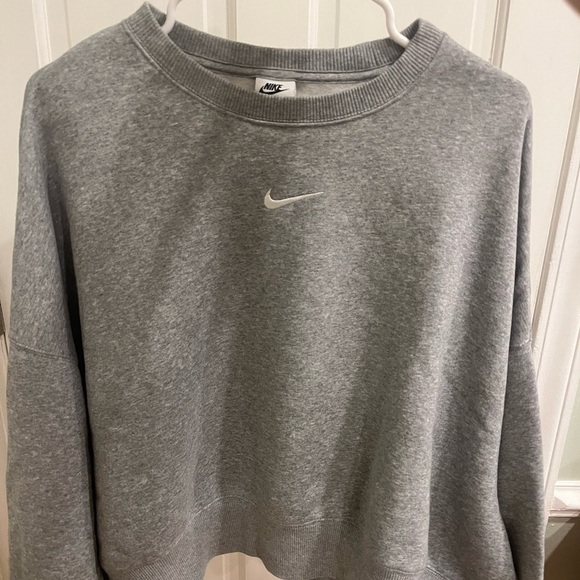 Nike Sweaters - Nike Women's Center Swoosh Oversized Sweatshirt in Grey